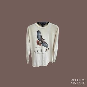 Sibley Red-Tailed Hawk Long Sleeve Tee | Nature Graphic | Vintage
